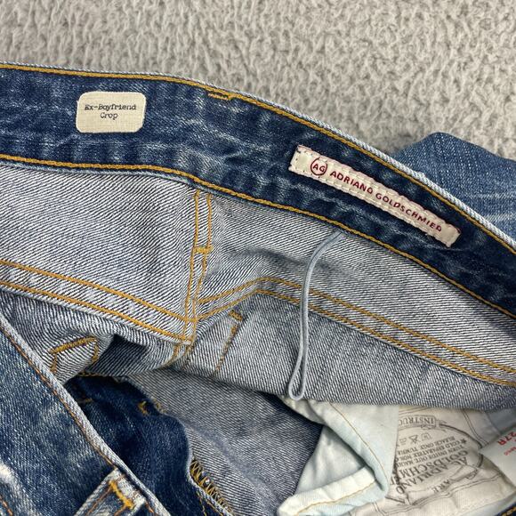 Adriano Goldschmied Jeans Womens 27 R Ex-Boyfriend Crop Fade Whisker Distressed - Picture 7 of 14